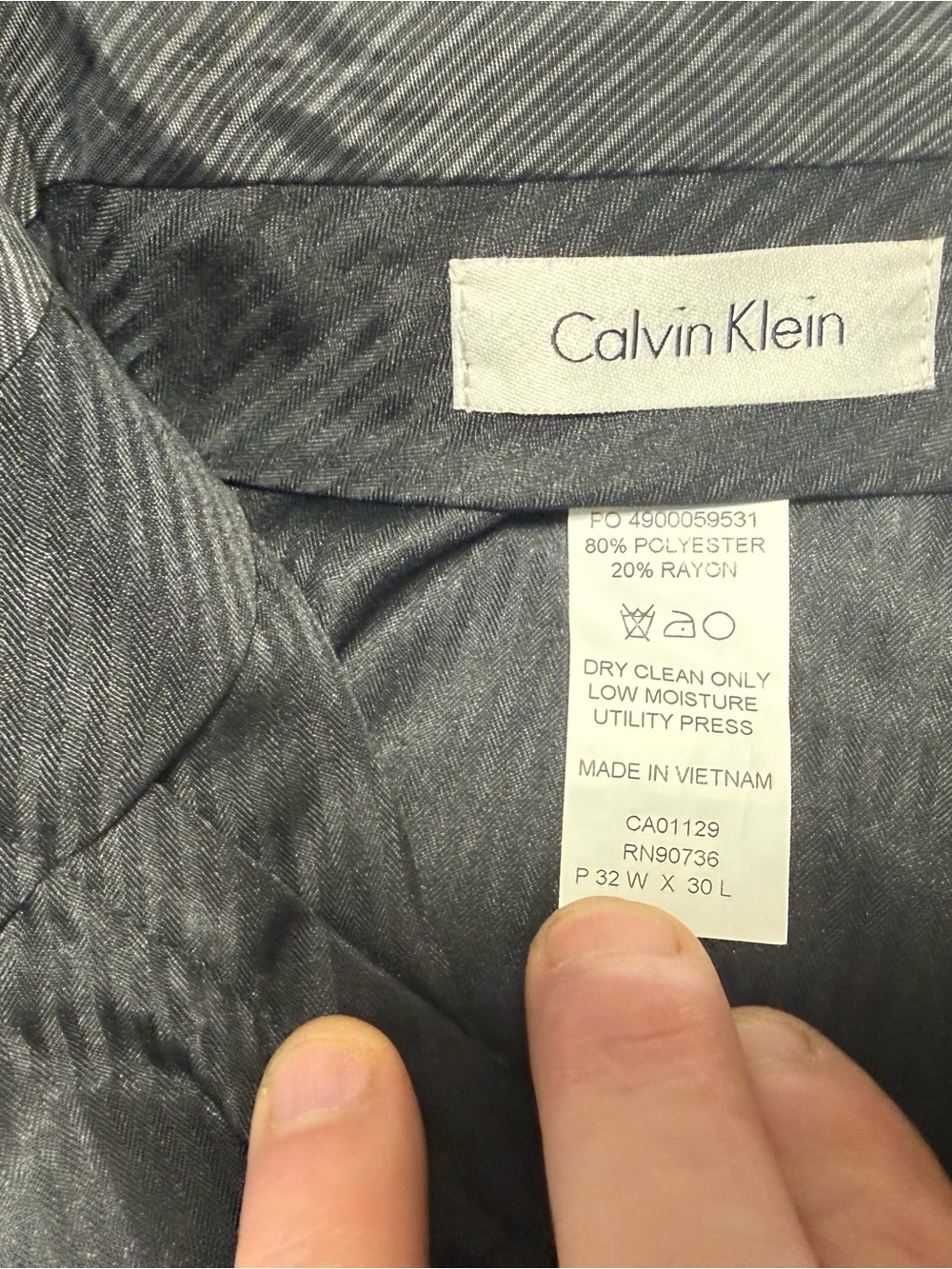 Calvin Klein Men's Charcoal Gray Pinstripe Suit Pants
